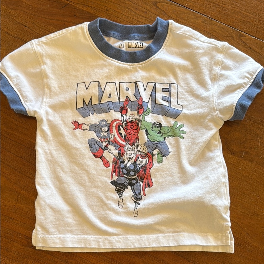 Marvel Kids' White and Blue Graphic T-Shirt